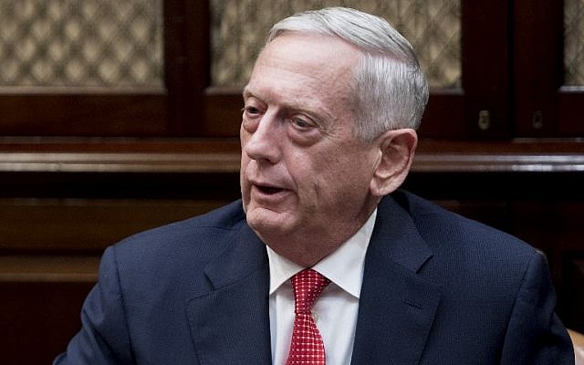 US Secretary of Defense James Mattis makes a statement at the White House in Washington, DC, on November 28, 2017. (AFP/Jim Watson) US Secretary of Defense James Mattis makes a statement at the White House in Washington, DC, on November 28, 2017. (AFP/Jim Watson)