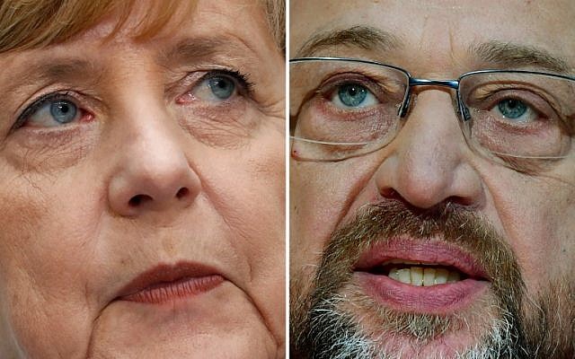 This combination of file photos on December 1, 2017 shows German Chancellor Angela Merkel (L) and Martin Schulz, leader of Germany's social democrat SPD party. (AFP/Odd Andersen, AFP/Tobias Schwarz) This combination of file photos on December 1, 2017 shows German Chancellor Angela Merkel (L) and Martin Schulz, leader of Germany's social democrat SPD party. (AFP/Odd Andersen, AFP/Tobias Schwarz)