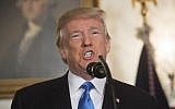 US President Donald Trump delivers a statement on Jerusalem from the Diplomatic Reception Room of the White House in Washington, DC on December 6, 2017. (AFP PHOTO / SAUL LOEB)