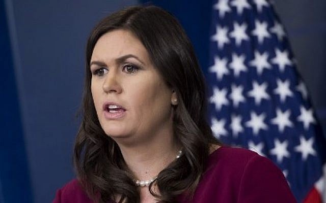 White House Press Secretary Sarah Huckabee Sanders holds the daily press briefing at the White House in Washington, DC, December 11, 2017. (AFP PHOTO / SAUL LOEB) White House Press Secretary Sarah Huckabee Sanders holds the daily press briefing at the White House in Washington, DC, December 11, 2017. (AFP PHOTO / SAUL LOEB)