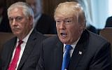 US President Donald Trump speaks alongside Secretary of State Rex Tillerson (L) during a cabinet meeting in the Cabinet Room at the White House in Washington, DC, December 20, 2017. (AFP/Saul Loeb)