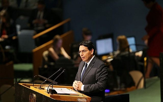 Danny Danon, Permanent Representative of Israel to the United Nations, speaks on the floor of the General Assembly on December 21, 2017 in New York City. (Spencer Platt/Getty Images/AFP) Danny Danon, Permanent Representative of Israel to the United Nations, speaks on the floor of the General Assembly on December 21, 2017 in New York City. (Spencer Platt/Getty Images/AFP)