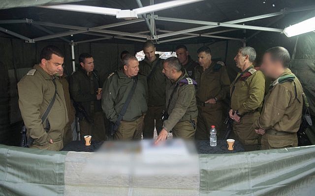 IDF Chief of Staff Gadi Eisenkot, center, meets with other top officers in the West Bank on December 6, 2017. (Israel Defense Forces) IDF Chief of Staff Gadi Eisenkot, center, meets with other top officers in the West Bank on December 6, 2017. (Israel Defense Forces)