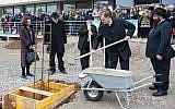 A cornerstone is laid for a new synagogue in Podgorica, the capital of Montenegro, December 18, 2017 (Facebook photo)