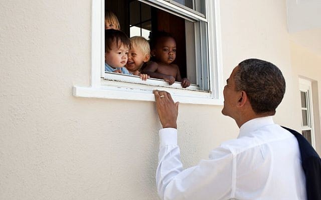 President Barack Obama greets children at a day care facility adjacent to daughter Sasha's school in Bethesda, Md., following her 4th grade closing ceremony, June 9, 2011. (White House/Pete Souza) President Barack Obama greets children at a day care facility adjacent to daughter Sasha's school in Bethesda, Md., following her 4th grade closing ceremony, June 9, 2011. (White House/Pete Souza)