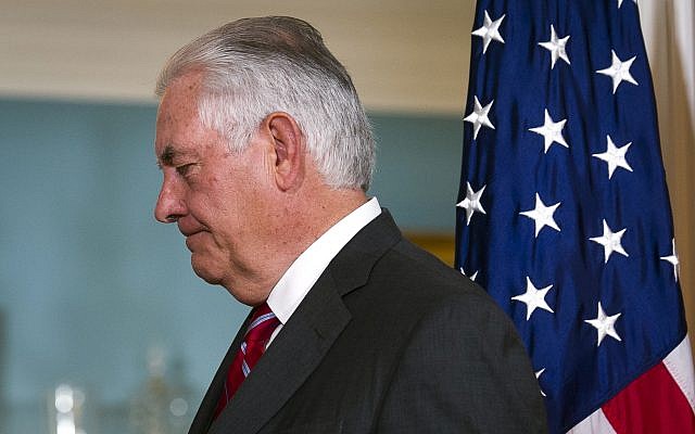 Secretary of State Rex Tillerson is shown during a meeting with German Foreign Minister Sigmar Gabriel, at the State Department in Washington, November 30, 2017. (AP Photo/Cliff Owen) Secretary of State Rex Tillerson is shown during a meeting with German Foreign Minister Sigmar Gabriel, at the State Department in Washington, November 30, 2017. (AP Photo/Cliff Owen)