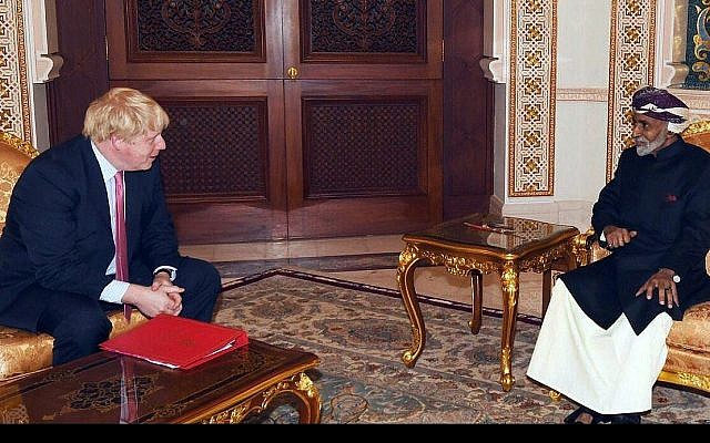 In this photo released by the state-run Oman News Agency, British Foreign Secretary Boris Johnson, left, meets Oman's ruler, Sultan Qaboos bin Said, right, in Muscat, Oman, Friday, Dec. 8, 2017 (Oman News Agency via AP) In this photo released by the state-run Oman News Agency, British Foreign Secretary Boris Johnson, left, meets Oman's ruler, Sultan Qaboos bin Said, right, in Muscat, Oman, Friday, Dec. 8, 2017 (Oman News Agency via AP)
