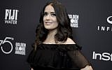 Actress Salma Hayek attends the HFPA and InStyle celebration at the 2018 Golden Globe Awards Season in West Hollywood, California, November 15, 2017. (Richard Shotwell/Invision/AP)