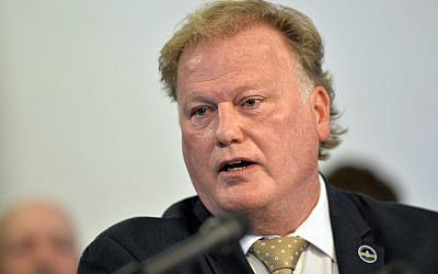 In this Tuesday, Dec. 12, 2017, file photo, Kentucky State Representative, Republican Dan Johnson, addresses the public from his church regarding sexual assault allegations in Louisville, Kentucky. (AP Photo/Timothy D. Easley, File)