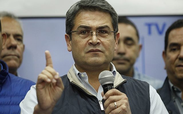 In this December 5, 2017, file photo, Honduran President Juan Orlando Hernandez speaks during a news conference in Tegucigalpa, Honduras. (AP Photo/Fernando Antonio, File) In this December 5, 2017, file photo, Honduran President Juan Orlando Hernandez speaks during a news conference in Tegucigalpa, Honduras. (AP Photo/Fernando Antonio, File)