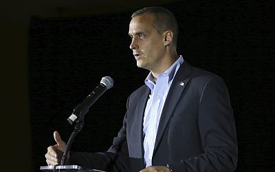 In this Nov. 9, 2017, file photo, Corey Lewandowski, the former campaign manager for President Donald Trump, speaks during an event in Manchester, N.H. (AP Photo/Mary Schwalm, File)