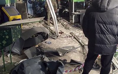 This photo provided by the Information Center of the Russian National Antiterrorism Committee shows the damage inside a supermarket after an explosion, in St. Petersburg, Russia on December 28, 2017. (National Antiterrorism Committee via AP)