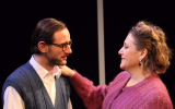 Luzer Twersky, left, and Ronit Asheri in 'Awake and Sing!' at Manhattan's 14th Street Y. (Pedro Hernandez/via JTA)