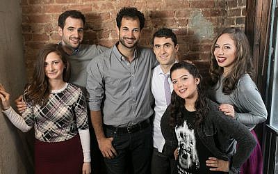 The cast of 'Soon by You' from left: Sara Scur, Nathan Shapiro, Noam Harary, Danny Hoffman, Jessica Schechter, and Leah Gottfried. (Courtesy/Abbie Sophia)