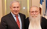 Prime Minister Benjamin Netanyahu meets with Rabbi Chaim Druckman at the Prime Minister's Office in Jerusalem on February 8, 2012. (Avi Ohayon/GPO/Flash90)