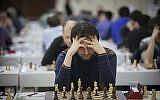 Chess players in action on the second day of the European Individual Chess Championship in Jerusalem, February 25, 2015. (Yonatan Sindel/Flash90)