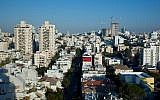 Aerial view of the central Israeli city of Givatiyam. (Moshe Shai/FLASH90)