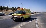 Illustrative. An ambulance belonging to the Magen David Adom ambulance service. (Gershon Elinson/Flash90)