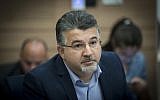 MK Yousef Jabareen attends a committee meeting in the Knesset, December 13, 2016. (Yonatan Sindel/Flash90)