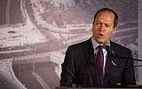 Jerusalem Mayor Nir Barkat speaks during a road opening ceremony in Jerusalem, on September 7, 2017. (Hadas Parush/Flash90)
