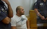Suspected crime boss Michael Mor, seen in the Nazareth Magistrate court, on September 24, 2017. (Basel Awidat/FLASH90)