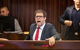 Then-Likud Knesset member Oren Hazan reacts during a Knesset plenary session, on November 27, 2017. (Hadas Parush/Flash90)
