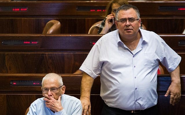 Coalition chairman Likud MK David Bitan, right, in the Knesset, November 29, 2017. (Flash90) Coalition chairman Likud MK David Bitan, right, in the Knesset, November 29, 2017. (Flash90)
