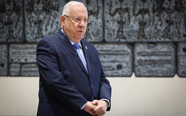 President Reuven Rivlin is seen during a ceremony for new ambassadors at the President's Residence in Jerusalem on November 29, 2017. (Isaac Harari/Flash90) President Reuven Rivlin is seen during a ceremony for new ambassadors at the President's Residence in Jerusalem on November 29, 2017. (Isaac Harari/Flash90)