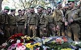 Hundreds attend the funeral of 19-year old Israeli soldier Ron Kokia in the Kiryat Shaul military cemetery on December 3, 2017. (Miriam Alster/Flash90)