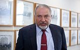 Defense Minister Avigdor Liberman attends the weekly government meeting at the PM's office in Jerusalem, on December 3, 2017. (Marc Israel Sellem/POOL)