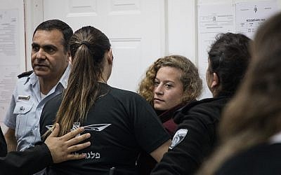 Ahed Tamimi at the Ofer Military Court on December 20, 2017. (Hadas Parush/Flash90)