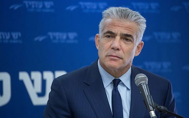 Yesh Atid party leader Yair Lapid speaks at a meeting in the Knesset on December 25, 2017. (Miriam Alster/Flash90) Yesh Atid party leader Yair Lapid speaks at a meeting in the Knesset on December 25, 2017. (Miriam Alster/Flash90)
