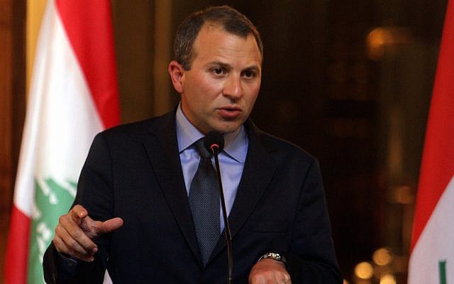 Lebanon's Foreign Minister Gebran Bassil speaks during a press conference on August 18, 2014 in Baghdad, Iraq. (Ali Abbas-Pool/Getty Images via JTA) Lebanon's Foreign Minister Gebran Bassil speaks during a press conference on August 18, 2014 in Baghdad, Iraq. (Ali Abbas-Pool/Getty Images via JTA)