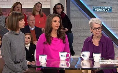 Screen capture from video of Rachel Crooks, left, Samantha Holvey, center, and Jessica Leeds all of whom accuse US President Donald Trump of sexual harassment before he took office. (YouTube)
