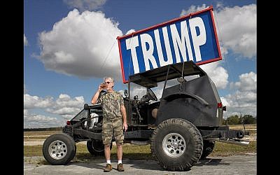 Bronzell Fowler with his Trump dune buggy, Cross City, Florida. Voted Donald Trump. Shot February 3rd, 2017. (Naomi Harris)