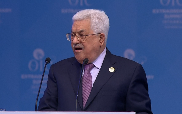 Palestinian Authority President Mahmoud Abbas addresses the Organization of Islamic Cooperation in Istanbul on December 13, 2017. (Lefteris Pitarakis/AP) Palestinian Authority President Mahmoud Abbas addresses the Organization of Islamic Cooperation in Istanbul on December 13, 2017. (Lefteris Pitarakis/AP)