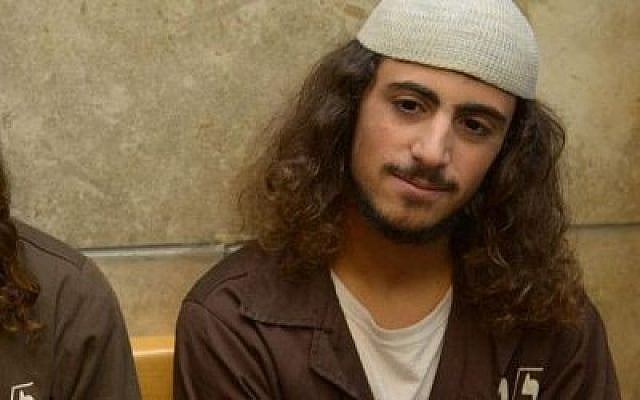 Yinon Reuveni, suspected of vandalizing the church of the Multiplication of the Loaves and Fishes in Tabgha, on the shore of the Sea of Galilee, is seen at the Nazareth Magistrate's Court on July 29, 2015. (Photo by Basel Awidat/Flash90)