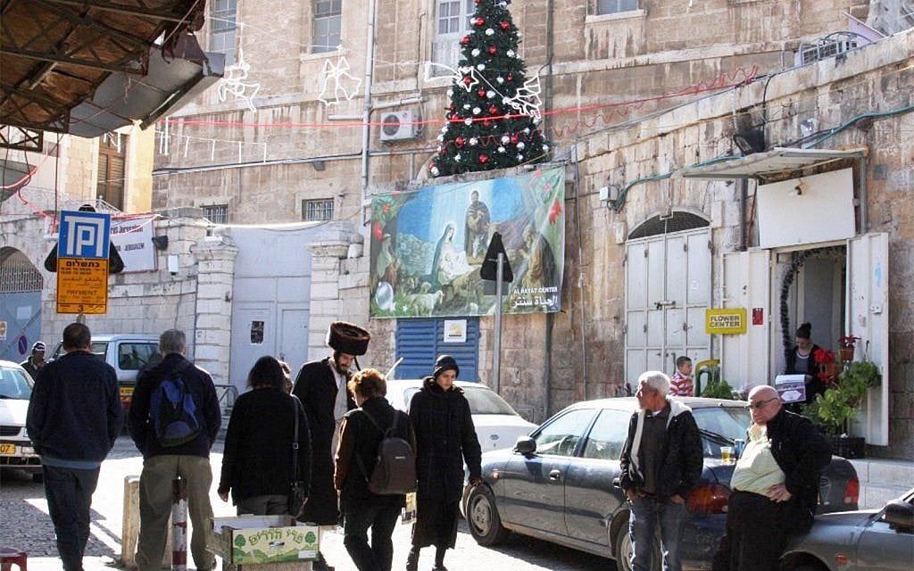 Christmas preparations inside Jerusalem's New Gate. (Shmuel Bar-Am)