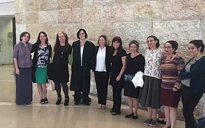 The Beit Shemesh women involved in the court case, pictured in the Supreme Court in Jerusalem on December 4, 2017. (Courtesy Nili Philipp)