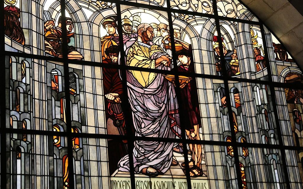 The Church of the Flagellation, renovated in the medieval style in the 1920s, features trange and realistic three-dimensional stained glass windows. (Shmuel Bar-Am)