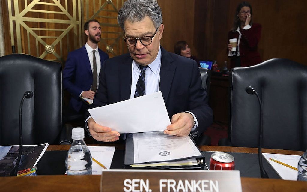 Sen. Al Franken looks over his papers during a Senate Energy and Natural Resources Committee hearing on hurricane recovery efforts in Puerto Rico and US Virgin Islands, on Capitol Hill November 14, 2017 in Washington, DC. (Photo by Mark Wilson/Getty Images via JTA) Sen. Al Franken looks over his papers during a Senate Energy and Natural Resources Committee hearing on hurricane recovery efforts in Puerto Rico and US Virgin Islands, on Capitol Hill November 14, 2017 in Washington, DC. (Photo by Mark Wilson/Getty Images via JTA)