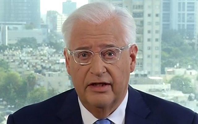 US Ambassador to Israel David Friedman speaking to Fox News on December 7, 2017. (Fox News screenshot) US Ambassador to Israel David Friedman speaking to Fox News on December 7, 2017. (Fox News screenshot)