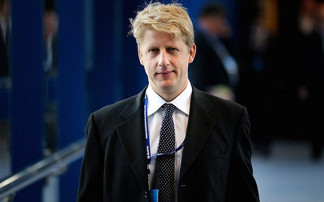 Jo Johnson, government policy adviser and brother of then London mayor Boris Johnson, attends the Conservative party conference on September 30, 2014, in Birmingham, England. (Peter Macdiarmid/Getty Images via JTA/File) Jo Johnson, government policy adviser and brother of then London mayor Boris Johnson, attends the Conservative party conference on September 30, 2014, in Birmingham, England. (Peter Macdiarmid/Getty Images via JTA/File)