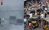 A composite picture of Columbus, Ohio, on a snowy day, left, and a market in Lagos, Nigeria. (AP /Kiichiro Sato and AP/Sunday Alamba)