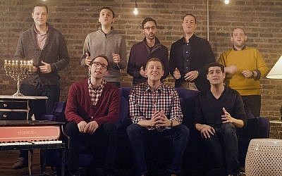 Screenshot from the Maccabeats' 'Candle on the Sill.' (YouTube)