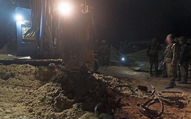 Israeli troops prepare to destroy a Hamas attack tunnel that entered Israeli territory from the Gaza Strip, on December 9, 2017. (Israel Defense Forces) Israeli troops prepare to destroy a Hamas attack tunnel that entered Israeli territory from the Gaza Strip, on December 9, 2017. (Israel Defense Forces)