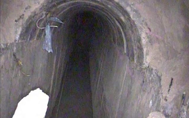 A Hamas attack tunnel that entered Israeli territory from the Gaza Strip, which was destroyed by the IDF on December 10, 2017. (Israel Defense Forces)