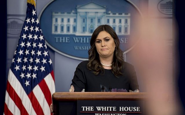 White House Press Secretary Sarah Sanders takes questions during the daily briefing at the White House in Washington, DC, on January 2, 2018. (AFP PHOTO / JIM WATSON) White House Press Secretary Sarah Sanders takes questions during the daily briefing at the White House in Washington, DC, on January 2, 2018. (AFP PHOTO / JIM WATSON)