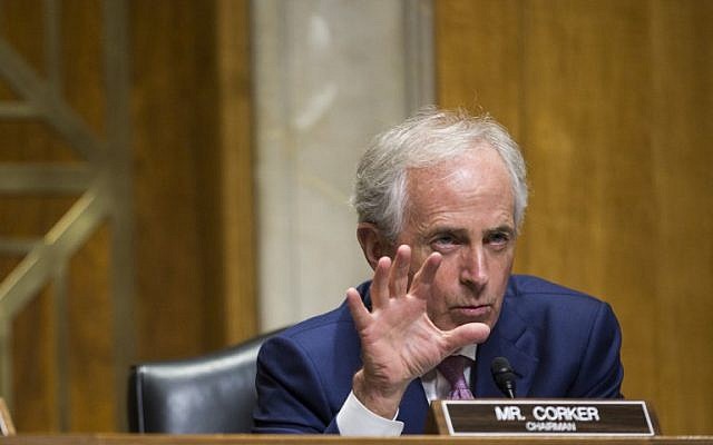 Senate Foreign Relations Committee chairman Sen. Bob Corker (Republican-Tennessee) during a Senate Foreign Relations Committee on Capitol Hill in Washington, DC, February 16, 2017. (ZACH GIBSON/AFP) Senate Foreign Relations Committee chairman Sen. Bob Corker (Republican-Tennessee) during a Senate Foreign Relations Committee on Capitol Hill in Washington, DC, February 16, 2017. (ZACH GIBSON/AFP)
