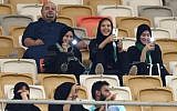 Female Saudi supporters of Al-Ahli attend their team's soccer match against Al-Batin at the King Abdullah Sports City in Jeddah on January 12, 2018. (AFP Photo/Stringer)